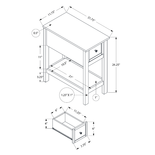 Monarch Specialties Transitional 2 Tier End Table