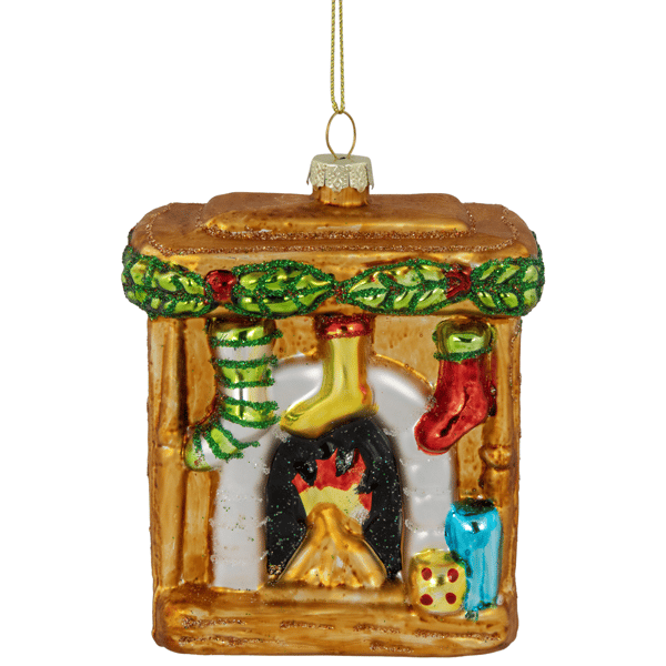 Northlight Bronze Glittered Fireplace Glass Christmas Ornament