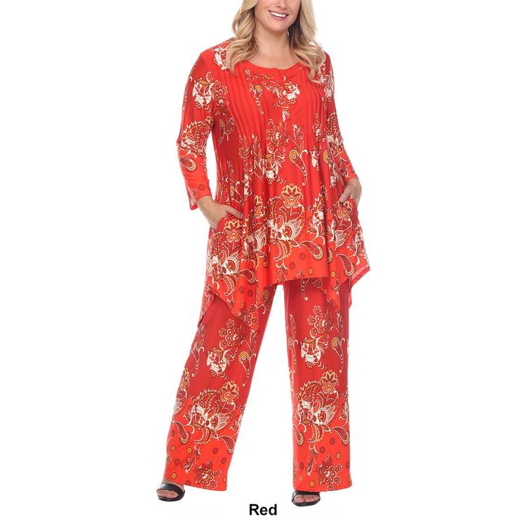 Plus Size White Mark 2 Piece Head To Toe Floral Paisley Set