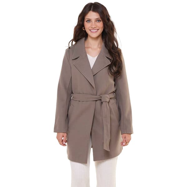 Juniors Love Tree Wool Tie Front Long Fit Trench Coat