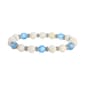 1928 Silver Tone Mother Of Pearl w/Aqua Stone Stretch Bracelet - image 1