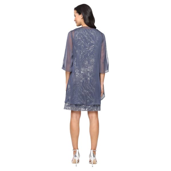 Womens SLNY Floral Foil Cascade Open Jacket Dress