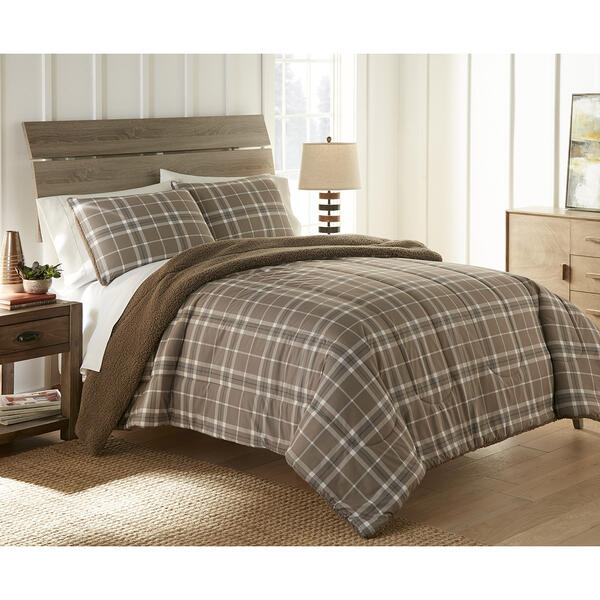 Micro Flannel&#40;R&#41; Reverse to Sherpa Plaid Comforter Set - image 