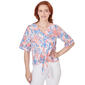 Petites Skye''s The Limit Coral Gables Floral Elbow Sleeve Top - image 1
