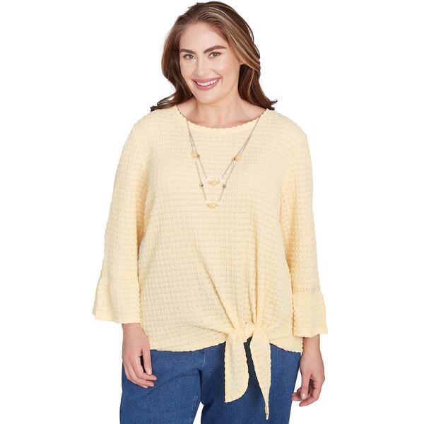 Plus Size Alfred Dunner Flower Power Tie Front Texture Blouse - image 