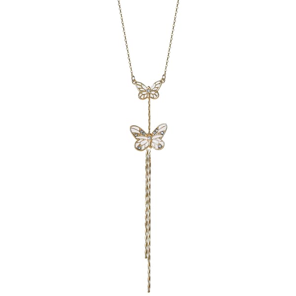 Jessica Simpson White Enamel Double Butterfly Necklace - image 