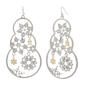 Silver Snowman Drop Earrings w/ Snowflakes & Pearls - image 1