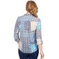 Womens Ruby Rd. Wovens Patchwork Button Blouse - Sapphire - image 2