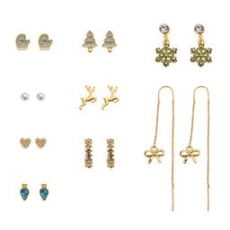 9pc. Gold Multi Festive Earring Set