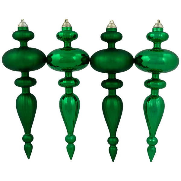 Northlight 4ct. Shatterproof Green Finial Christmas Ornaments