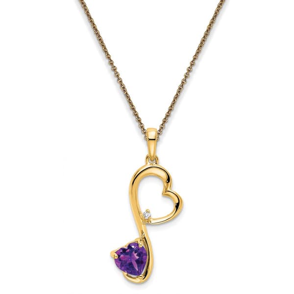 Gemstone Classics(tm) 14kt. Gold Heart Amethyst Pendant Necklace - image 