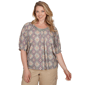 Plus Size Ruby Rd. Sedona Escape Desert Geo Lace Trim Blouse - image 1