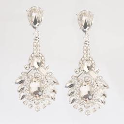 Rosa Rhinestones Peacock Chandelier Earrings