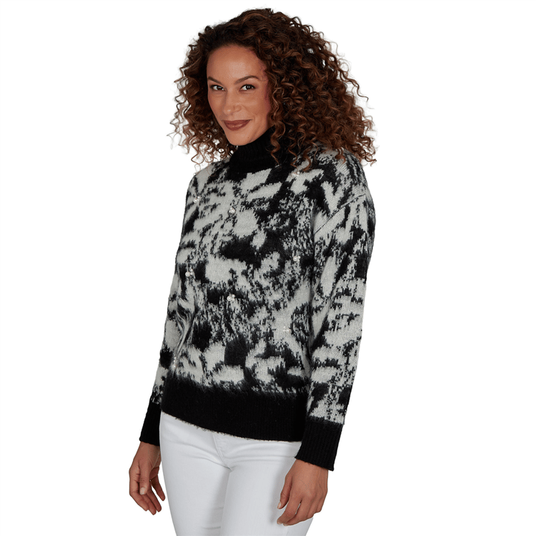 Womens Hearts of Palm Wrapped in Rubies Pearl Embellished Sweater