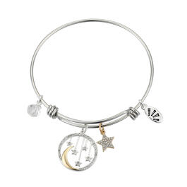 Shine Moon and Stars Clear Crystal Bangle Bracelet
