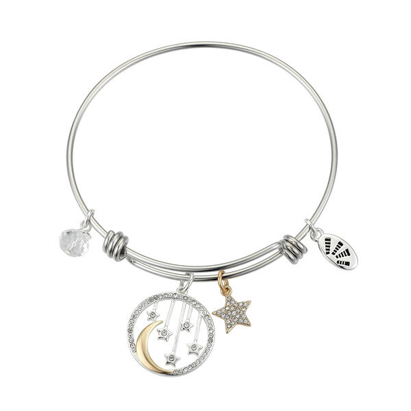 Shine Moon and Stars Clear Crystal Bangle Bracelet - image 