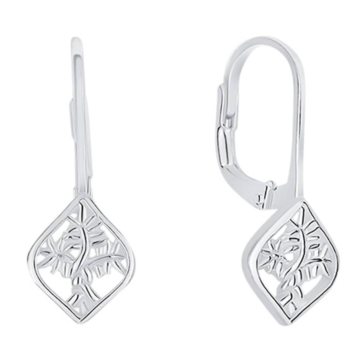 Marsala Sterling Silver Framed Tree Drop Earrings