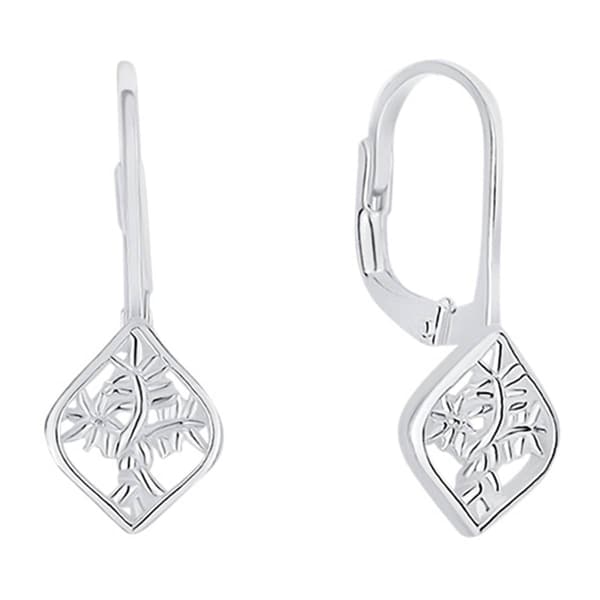 Marsala Sterling Silver Framed Tree Drop Earrings - image 