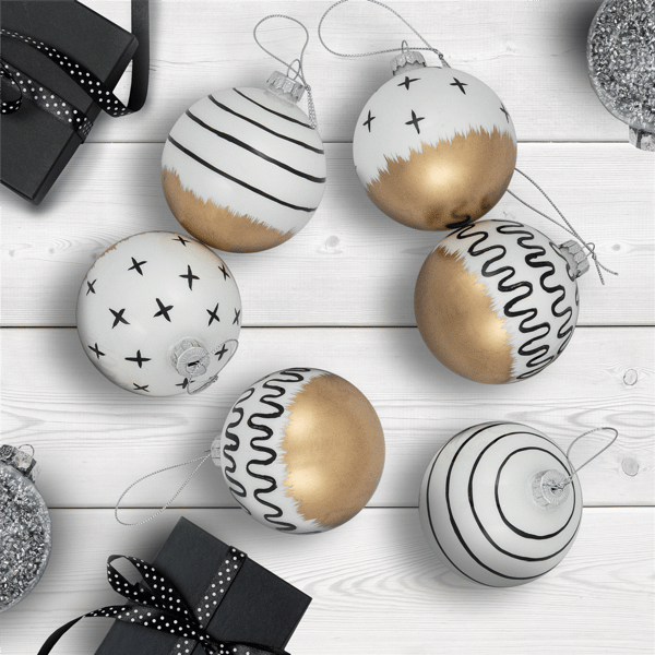 Northlight 6ct. Abstract Glass Ball Christmas Ornaments - image 