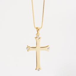 14kt. Gold Over Sterling Silver Gothic Cross Necklace