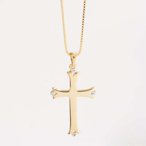 14kt. Gold Over Sterling Silver Gothic Cross Necklace - image 