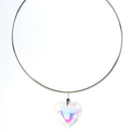 Ashley Round Bead & Heart Charm Collar Necklace
