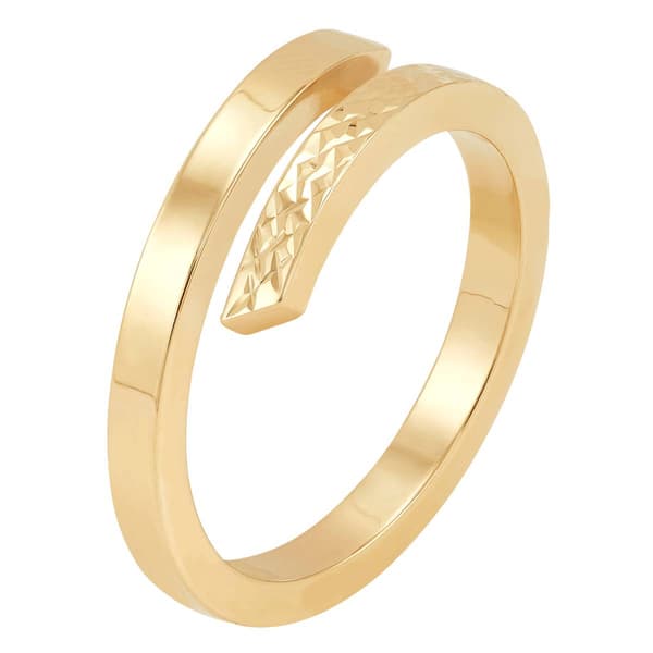 Gold Classics&#8482; Diamond-Cut Bypass Half Plain Half Chevron Ring