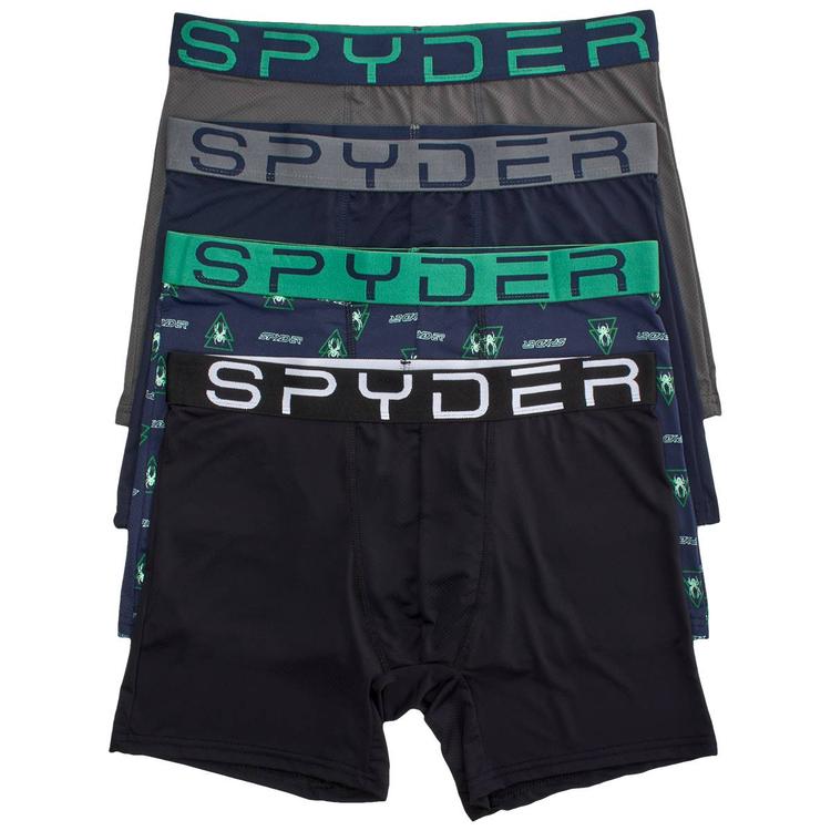 Mens Spyder 4pk. Performance Boxer Briefs - Black/Green