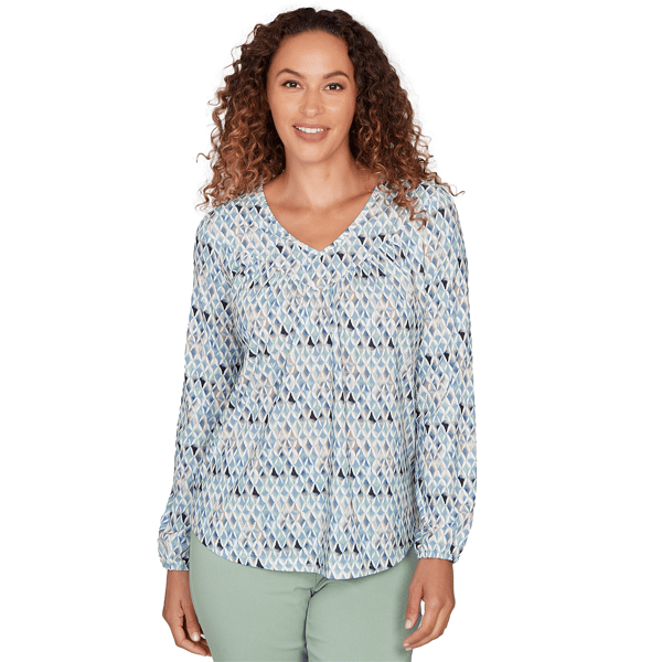 Womens Emaline Seabreeze Essence Long Sleeve V-Neck Top With Shi