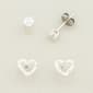 Sterling Cubic Zirconia Duo Heart Earrings Set - image 1