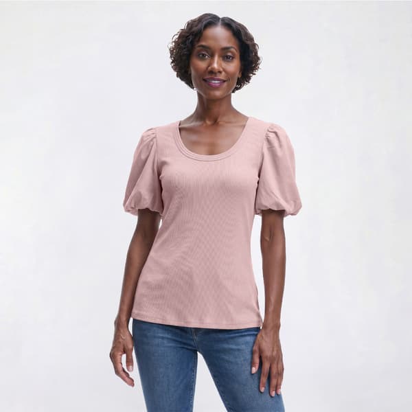 Womens Angels Forever Young Charolette Puff Sleeve Solid Blouse - image 