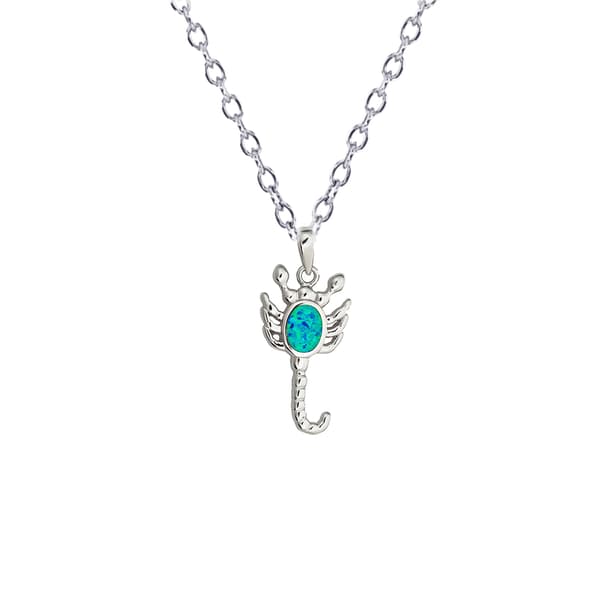 Gemstone Classics&#40;tm&#41; Silver & Created Opal Scorpion Necklace