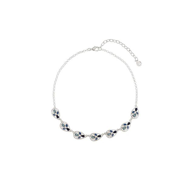 Gloria Vanderbilt Silver-Tone & Blue Stone Frontal Necklace - image 