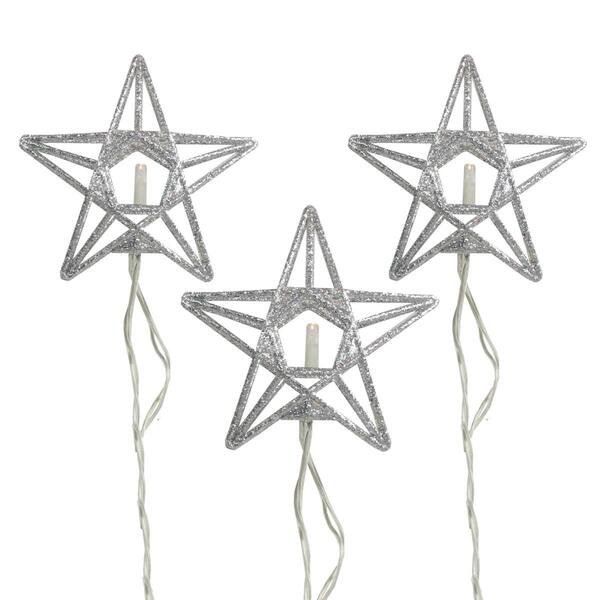PENN 10ct. Sparkling Glittered Star Christmas Light Set - image 
