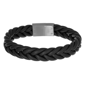 Mens Lynx Braided Black Leather Bracelet with Clasp - image 1