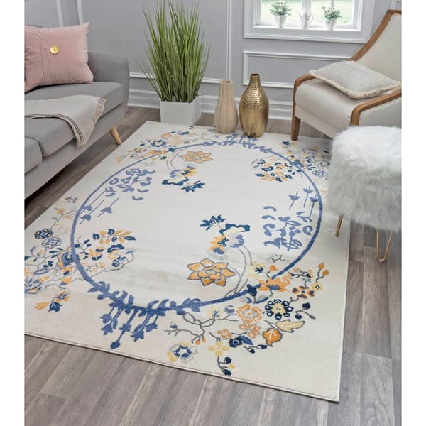 Rugs America&#8482; Valentina Gold Magnolia Floral Transitional Runner