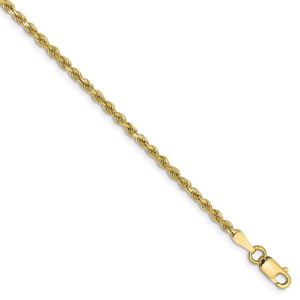 Gold Classics&#40;tm&#41; 10kt. 9in. Diamond-Cut Rope Chain Anklet - image 