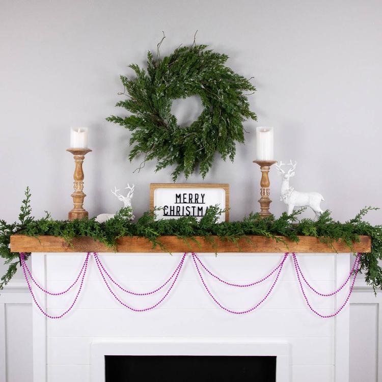Northlight Seasonal Shiny Pink Beaded Christmas Garland