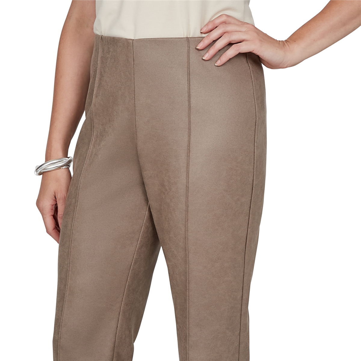 Womens Ruby Rd. Mythical Front Seam Suede Ponte Pull On Pants