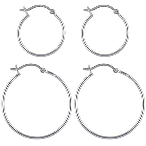 Sterling Silver Plated  Hoops Duo Earrings Set - image 