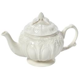 Home Essentials 26oz. Embossed Ivory Round Teapot