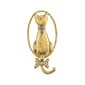 1928 Gold Tone Crystal Backward Cat Pin - image 1