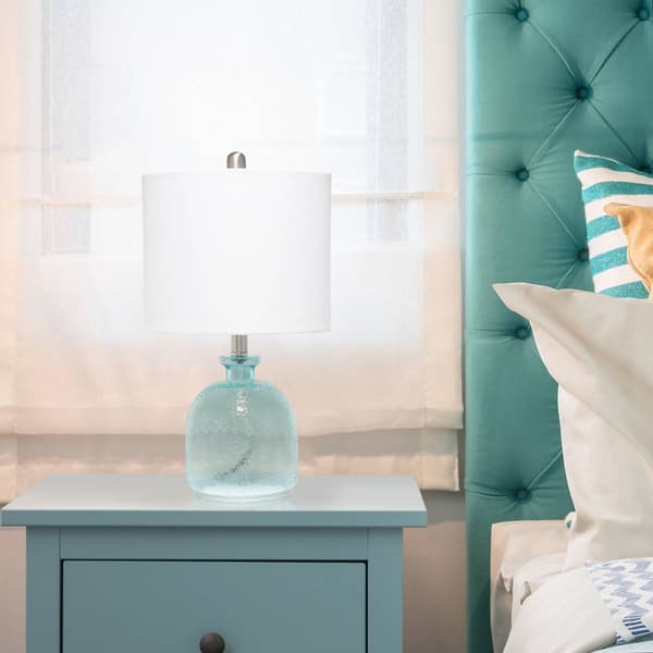 Lalia Home Classix Hammered Glass Jar Table Lamp w/Linen Shade