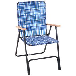 Tall Back Web Folding Chair w/ Hardwood Arms