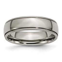 Mens Endless Affection(tm) 6mm Titanium Grooved & Beaded Edge Band