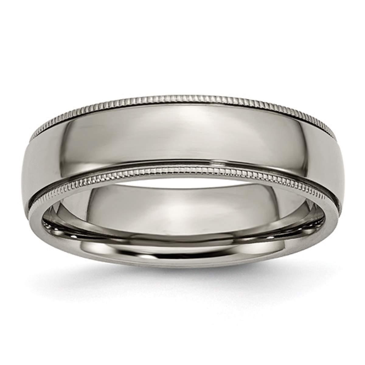 Mens Endless Affection(tm) 6mm Titanium Grooved & Beaded Edge Band