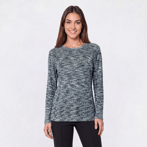Womens Hasting & Smith Long Sleeve Space Dye Hacci Sweater
