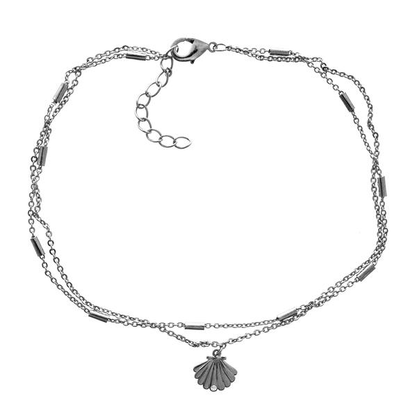 Barefootsies Diamond Accent Shell 2 Strand Anklet Bracelet - image 