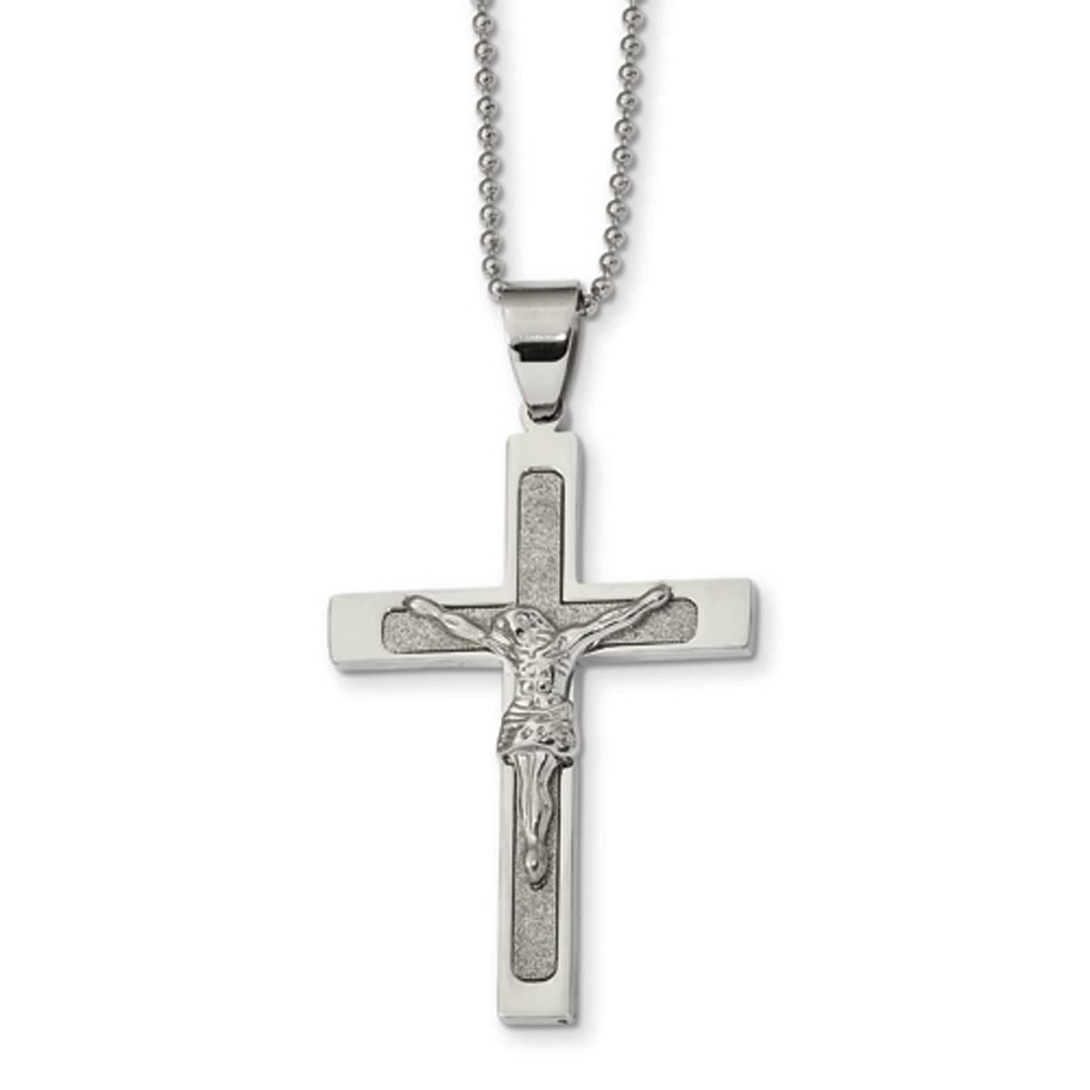 Mens Gentlemens Classics™ Polished & Laser Cut Crucifix...