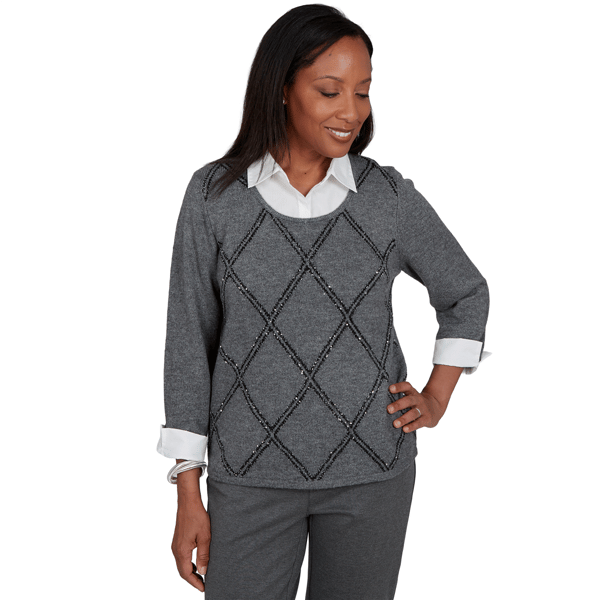Womens Alfred Dunner Regent Street Diamond Two in One Sweater - image 